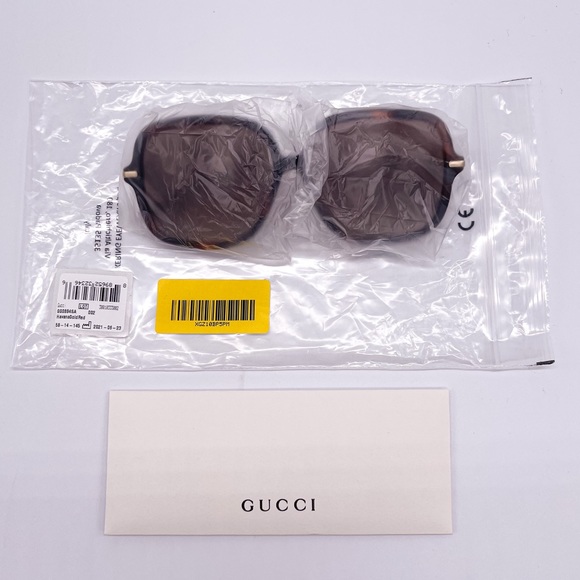 NEW GUCCI GG0884SA 002 HAVANA BROWN SQUARE GUCCI SUNGLASSES - Picture 13 of 14